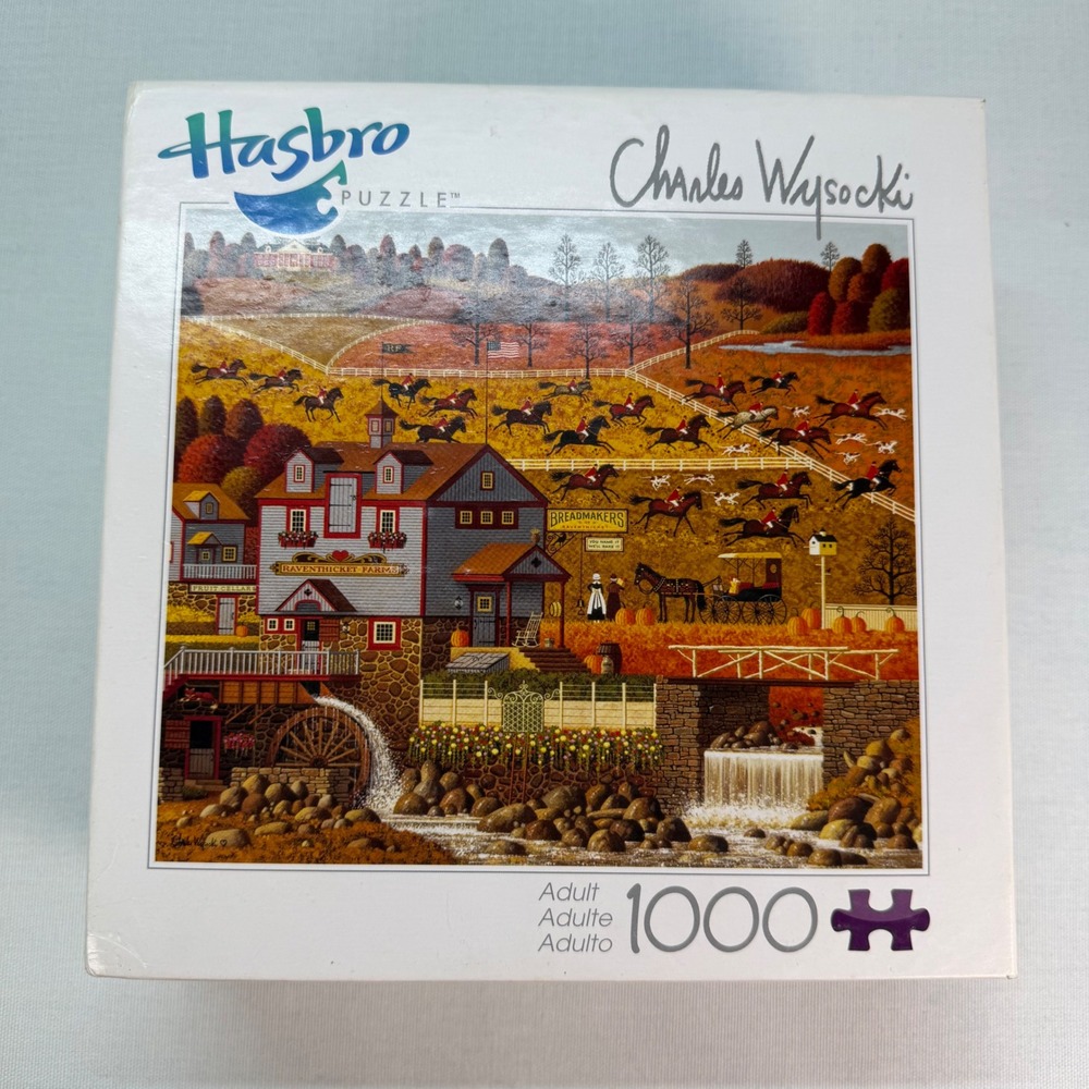 Charles Wysocki 1000 pc Puzzle The Foxy Fox Outfoxes the Fox Hunters Americana